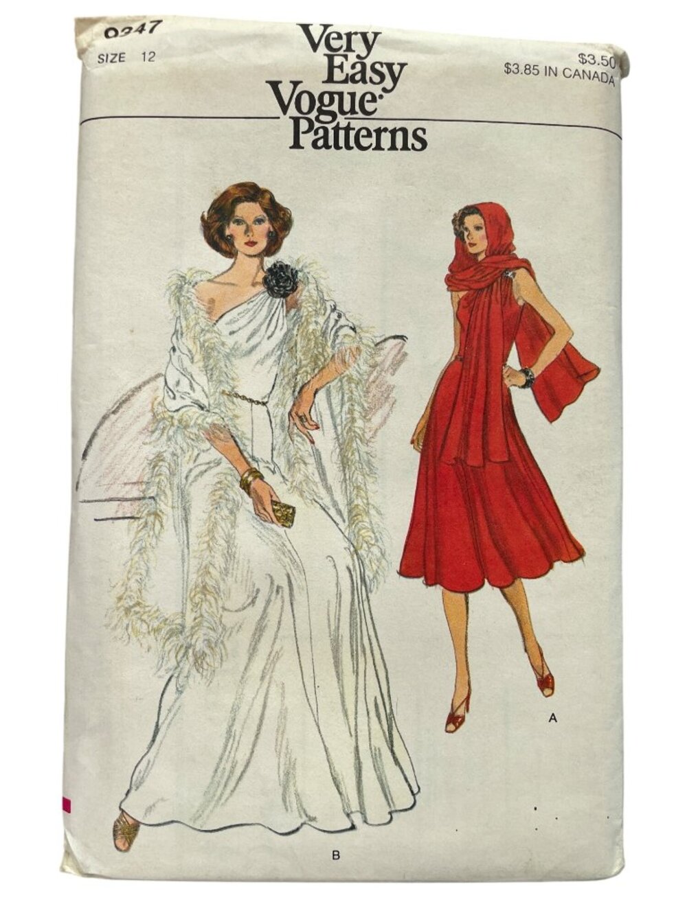 Vintage Very Easy Vogue 9347 Sewing Pattern Size 12 Evening Dress & Stole UNCUT
